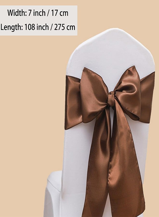 JFDYDM 50 Pack Satin Brown Chair Sashes Bows for Thanksgiving Halloween Autumn Wedding Birthday Party Deocrations, Brown Sashes for Chair Covers Folding Chairs Chiavari Chairs Decorations - Image 4